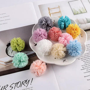 10Pcs 35mm Lace Ball DIY Elastic Flower Pompoms Craft Plush Mesh Pendant