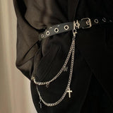Gothic Punk Pants Jeans Waist Chain with Cross Butterfly Pendant Jewelry Belt