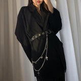 Gothic Punk Pants Jeans Waist Chain with Cross Butterfly Pendant Jewelry Belt