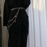Gothic Punk Pants Jeans Waist Chain with Cross Butterfly Pendant Jewelry Belt