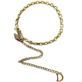 Brass Chain Style Punk High Waist Belt with Letter D Pendant
