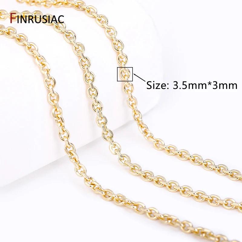 14K Plated Brass Cross Link Chains for Jewelry Making