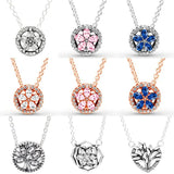 Tree Of Life Sparkling Snowflake Rose Petals Necklace