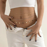 Multilayer Geometric Retro Metal Waist Chain