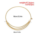 Multilayer Geometric Retro Metal Waist Chain
