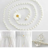 Fairy Sweet Bow Dress Acrylic Pearl Waist Chain Thin Belts