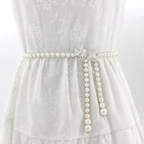 Fairy Sweet Bow Dress Acrylic Pearl Waist Chain Thin Belts