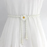 Fairy Sweet Bow Dress Acrylic Pearl Waist Chain Thin Belts
