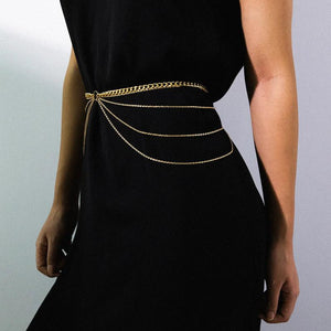 Vintage Multi-storey Chain Belts for Women Waistbands Metal Aluminium