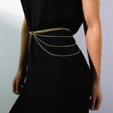 Vintage Multi-storey Chain Belts for Women Waistbands Metal Aluminium