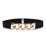 Punk Women Elastic Belts Silver Metal Chain Waist Strap For Dress Coat Suit