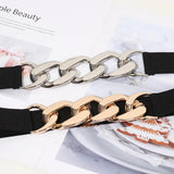 Punk Women Elastic Belts Silver Metal Chain Waist Strap For Dress Coat Suit