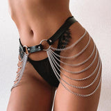 Layered Leather Belt With Chains Body Harness Sexy Waist Goth Accessories