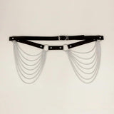 Layered Leather Belt With Chains Body Harness Sexy Waist Goth Accessories