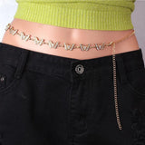 Butterfly Rhinestones Women Thin Belt Silver Metal Adjustable Waist Strap