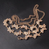 Butterfly Rhinestones Women Thin Belt Silver Metal Adjustable Waist Strap