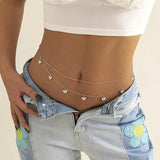 Butterfly Rhinestones Women Thin Belt Silver Metal Adjustable Waist Strap