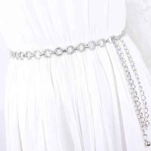 Women's Metal Chain Belts Fringes Tassel Circle Straps