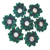 20Pcs Satin Ribbon Flowers with Rhinestone Button for DIY Hair Accessories 4.5cm