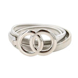 Double Rings Chain Waist Belt Elastic Stretch Silver Metal Thin Ladies
