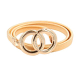 Double Rings Chain Waist Belt Elastic Stretch Silver Metal Thin Ladies