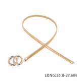 Double Rings Chain Waist Belt Elastic Stretch Silver Metal Thin Ladies