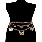 Metal Silver Thin Belt for Women - Hollow Chain Waistband