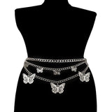 Metal Silver Thin Belt for Women - Hollow Chain Waistband