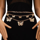 Metal Silver Thin Belt for Women - Hollow Chain Waistband