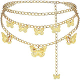 Metal Silver Thin Belt for Women - Hollow Chain Waistband