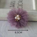 10PCS Mix Dark Purple Chiffon Rose Flowers Hair DIY Dress Decoration