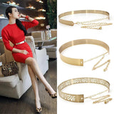Silver Bling Waistband Plate Chains Waist Belt Mirror Waistband