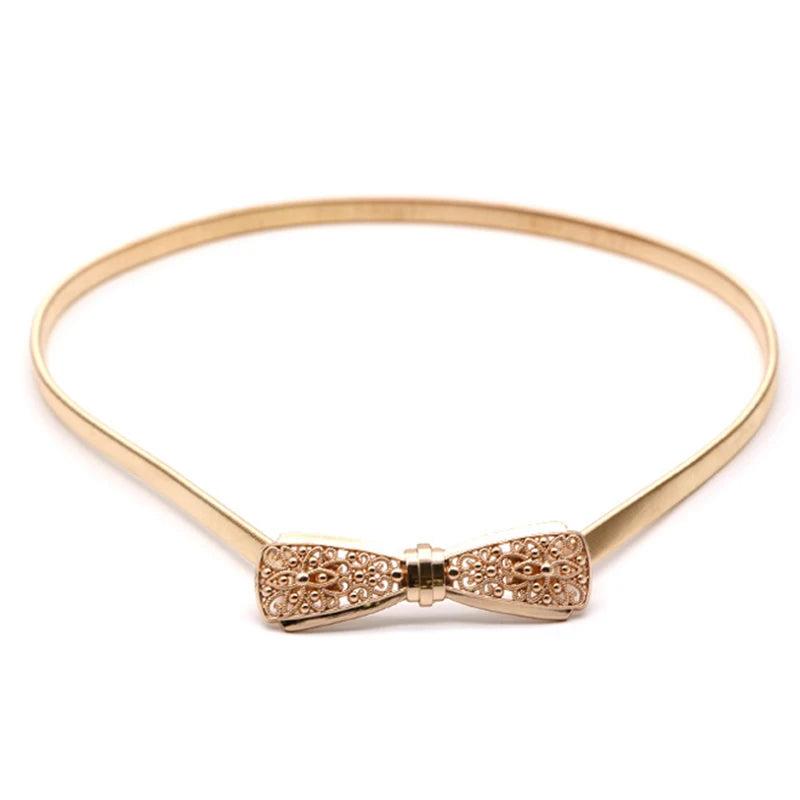 Elastic Heart Belts Metal Chain Bowknot Femme Belts