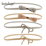 Elastic Heart Belts Metal Chain Bowknot Femme Belts