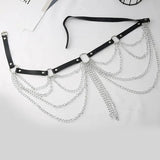 Layered Leather Belt With Chains Body Sexy Harness Waist Goth Accessories