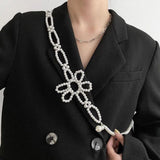 Women's Rhinestone Flower Waistband Pearl Belt for Dress Decoration