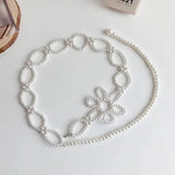 Women's Rhinestone Flower Waistband Pearl Belt for Dress Decoration