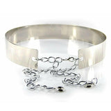 Adjustable Women Silver Plate Waist Chains Belt Mirror Wide Waistband