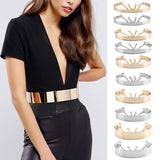 Adjustable Women Silver Plate Waist Chains Belt Mirror Wide Waistband