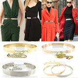 Adjustable Women Silver Plate Waist Chains Belt Mirror Wide Waistband