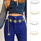 Vintage Harajuku Women High Waist Belt Gothic Chain Patchwork Moon Pendant