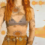 Vintage Harajuku Women High Waist Belt Gothic Chain Patchwork Moon Pendant