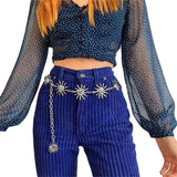 Vintage Harajuku Women High Waist Belt Gothic Chain Patchwork Moon Pendant