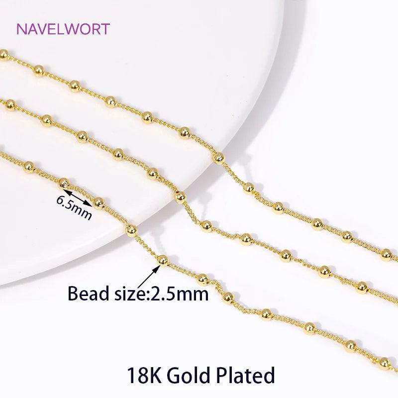 18K Plated Ball Chains for Jewelry Making Supplies