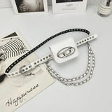 Women Waist Pack PU Fanny Packs Female Belt Bag Phone Chain Bags