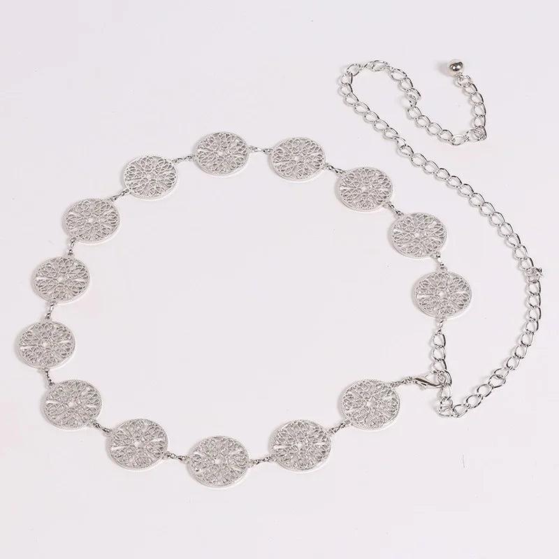 Retro Hollow Out Metal Belt for Women Round Women Belts