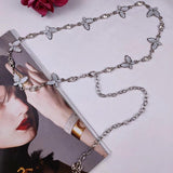 Butterfly Rhinestones Waistband Thin Belt For Women Adjustable Metal Waist Strap