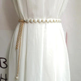 Pearl Shell Women Chain Belt Metal Thin Slim Waist Belts Dress Skirt