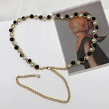 Pearl Shell Women Chain Belt Metal Thin Slim Waist Belts Dress Skirt