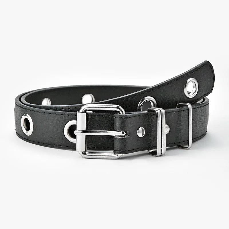 YBT Women's Leather Belt Alloy Pin Buckle Belt Punk Casual With Chain Decoration